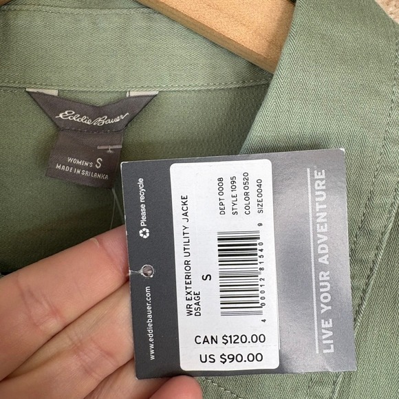 NWT Eddie Bauer Utility Jacket Size Small Sage Green Lightweight Fall Breathable - Picture 4 of 6